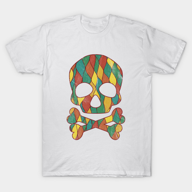 Skull and Bones Halloween Art Retro Pattern T-Shirt-TOZ